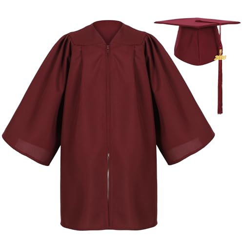 Image of Matte Kindergarten Preschool Graduation Gown and Cap Set with Year Tassel for Kids