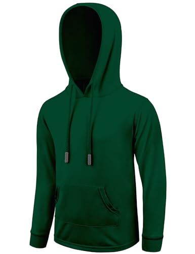 Image of Boys Hoodie Rash Guard Swim Shirts Kids Long Sleeve Hoodie UPF 50+ Sun Protection SPF Fishing Shirts Thumb Holes Grass Green 6-8Y