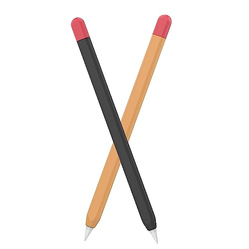 Mizi Duotone Ultra Thin Silicone Sleeve Case Cover for Apple Pencil 1st Generation - Black/Orange