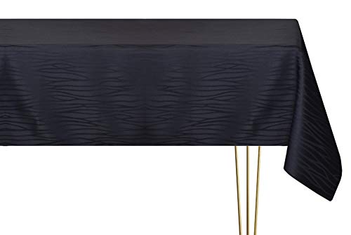 Mantel antimanchas de varios tamaños, formas y colores. Mantel ovalado, mantel negro a rayas, hecho a mano, 100% poliéster, mantel de jardín 140 x 200 cm