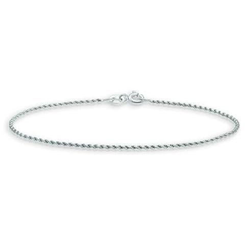 Michael Zweig 925 Sterling Silver Ankle Bracelets for Women - Diamond Cut Sterling Silver Rope Anklet Cover