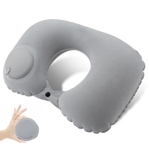Almohada portátil inflable para viaje en forma semicircular