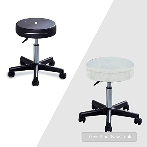 Daunkang 2Pcs Stool Covers Round Velvet Round Bar Stool Covers Washable And Soft Slipcover For Dia 12"-15", Ivory #TOP3