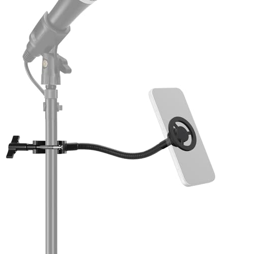 Image of NEEWER BASICS Magnetic Phone Holder for Mic Stand with Flexible Tube, Magnet Adjustable Boom Pole Arm Mount Compatible with iPhone Android Samsung for Microphone Music Guitar Audio Recording, MS040