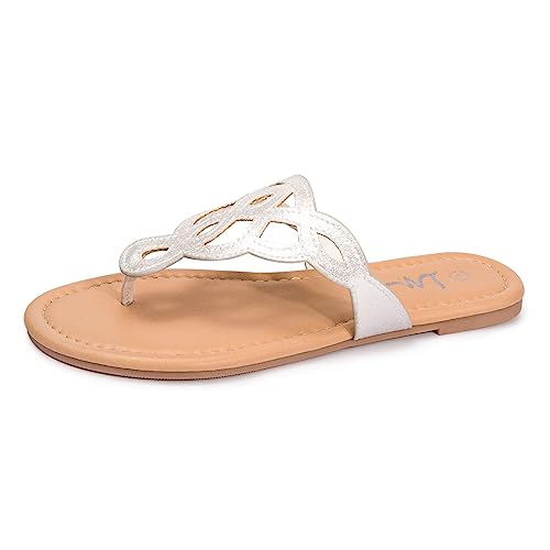 Image of LM Women's Thong Sandals T-Strap Sandals Slip On Flat Sandals Flip Flop Casual Summer Slide Sandals