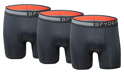Spyder Mens Boxer Briefs Performance Sports Compression Shorts Athletic Mens Underwear - Mens Boxers Brief - 3 Pack for Men (Large, Black/Black/Black)3