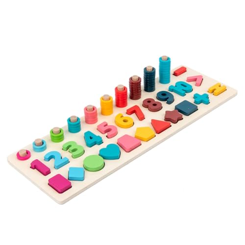 lurrose 三合一木製積み木パズル 幼児用字形状マッチング 形認識と論理思考を育む知育ブロック 乳児の手と目の協調性向上 学習と親子遊び