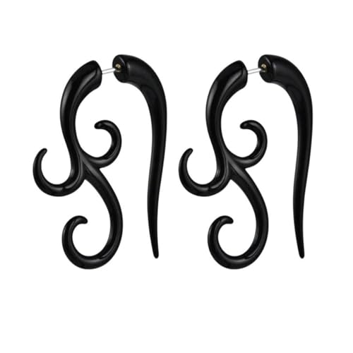 ODIMWENMAI New 2026 1Pair Pumk Tribal Spiral Gauges Acrylic Ear Tapers Plugs Horn Stud Earrings Wing FAURX Piercings Body Jewelry Fashion Trendy Accessories Creative Gift