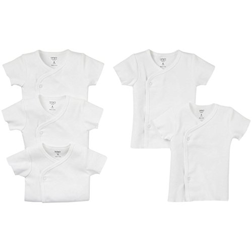 Carters Unisex Baby 5-Pack Short Sleeve Side Snap Tee, White, 12M