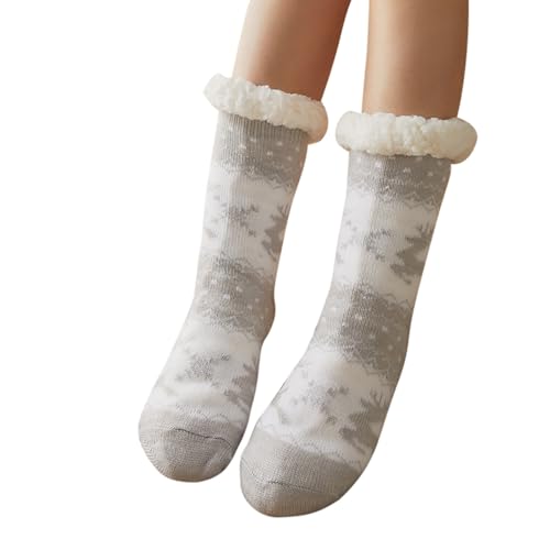 Christmas Stockings for Women Fashion Print Fuzzy Non-Slip Socks - image 1