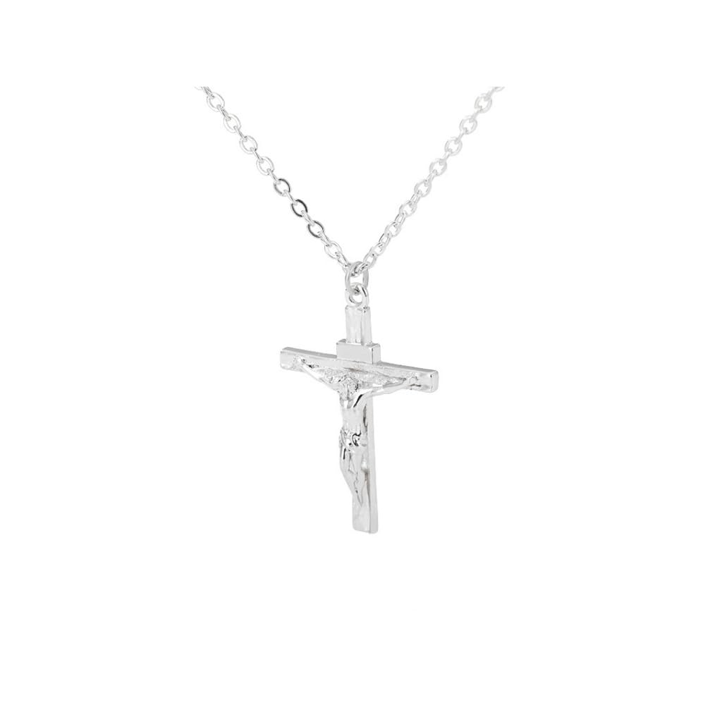 Crucifix Cross Necklace 18K Gold Plated Pendant Rope Chain Necklace for Men Women