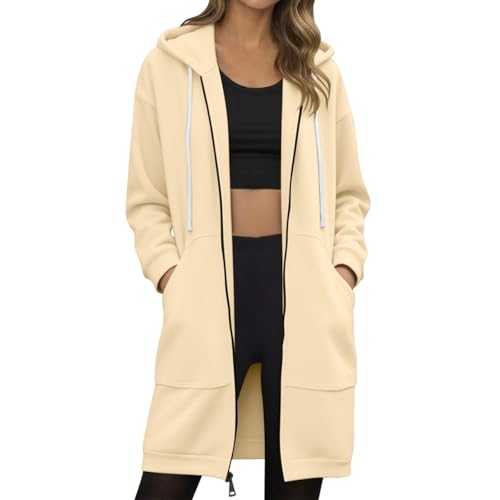 Veste de survêtement longue à capuche légère et coupe-vent confortable avec poches zippées