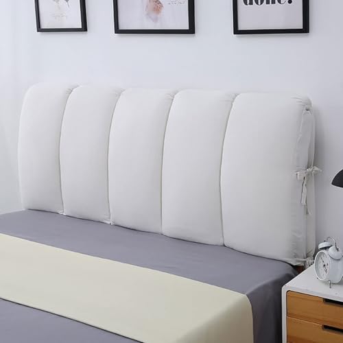 Funda acolchada de terciopelo para cabecero de cama doble/individual, color beige, 120 x 60 cm, funda protectora para cabeceros de cuero/madera/hierro
