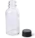Bekith 30 Pack Boston Round Glass Bottle with Black Cap, 1 oz (30ml) Clear Glass Bottles Small Travel Bottle