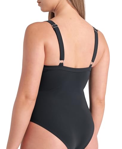 ARENA Women's Lara Shapewear Soft Curve Back C Cup One Piece Swimsuit Ladies Adjustable Shaping Tummy Control Swimwear Casual Beach Pool, Night Gray, Size 42 - image 4
