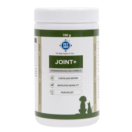 PET360 Joint+ Chondroprotective Formula with Glucosamine, Chondroitin, MSM | Hip, Joints, Cartilage Supplement for Adult Dogs, Puppy, Senior Dogs & Cats 100 gm