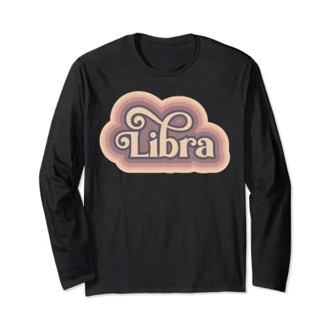 Libra Zodiac Retro 60s 70s Pastel Colors Astrology Horoscope Long Sleeve T-Shirt Cover