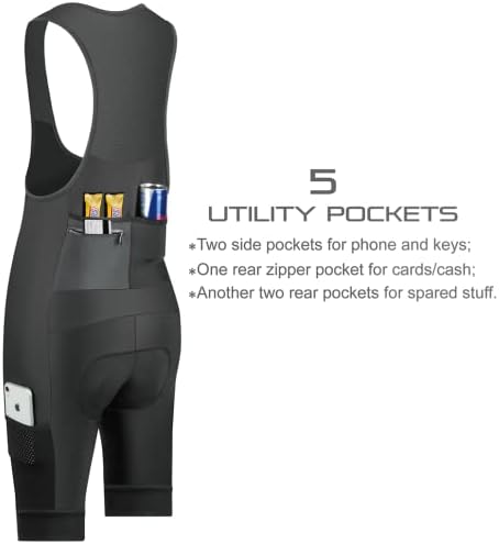 Ceroti Custom Apparel Service Men's Pro Long Inseam Cycling Bibs, Side Cargo Pockets Bibs Optional,Bike Shorts UPF50+
