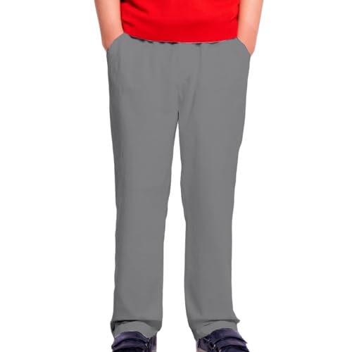 Boys' Stretch Pull on Chino Pants Kids Classic Uniform Youth Twill Pants Girls Dress Slacks Elastic Waist Joggers