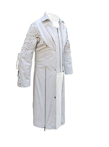 AREENO Mens Real Leather Coat Goth Matrix Trench Coat Gothic Steampunk Coats