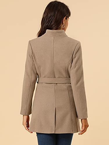Image of Allegra K Women's Winter Elegant Stand Collar Overcoat Long Belted Pea Coat