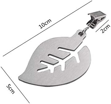 SUBZHAOYI Set of 4 Tablecloth Weights with Clips Stainless Steel Leaf Shape Tablecloth Clips for Indoor and Outdoor Use