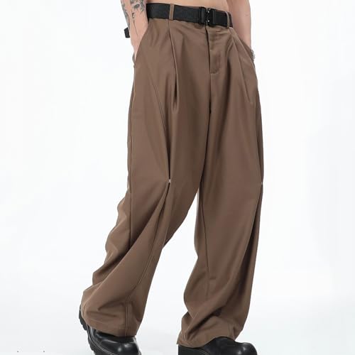 Men's High Waist Pleated Pants - Wide Leg Loose Fit Casual Trousers with Pockets, Comfy Sport & Streetwear3