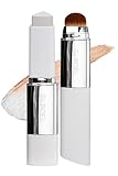 ELROEL Blanc Cover Cream Stick V White - Korean Color-Changing Foundation Stick with Volufiline - Medium to Full Coverage Dewy Finish Base Makeup - Dual-Ended with Detachable Brush (202 Natural)
