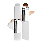 Blanc Cover Cream Stick V White - Korean Color-Changing Foundation Stick with Volufiline - Medium to Full Coverage Dewy Finish Base Makeup - Dual-Ended with Detachable Brush (202 Natural)