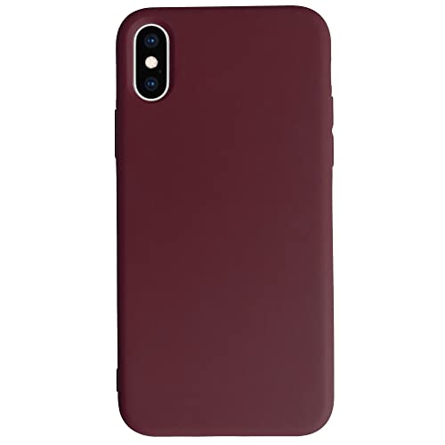 Danbey for iPhone X/XS/10/10S/Ten Ultra Thin Slim Fit Matte Soft Plastic Case, Non Silicone, Minimalist Phone Case for Apple, Solid Color Shockproof Cover, 5.8" 2017 2018 Wine Dark Red - Maroon Red