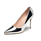 GENSHUO High Heel, 10cm/3.94 Inch Stiletto High Heel Shoes for Women Pointed Toe Party Evening Dress Pumps Prom Silver
