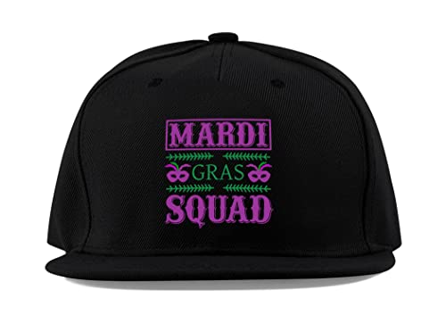 Casquette de baseball Mardi Gras en coton noir avec visière plate
