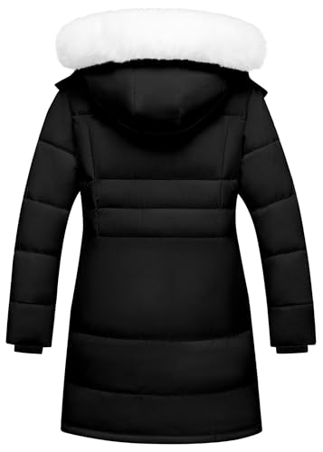 Girl's Winter Coat Kids Long Puffer Jacket Waterproof Snow Parka Warm Puffy Dress Coat with Removable Fur Hood2