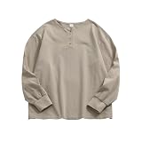 [FOMANSH] ヘンリーネック ロンT 長袖Tシャツ ルーズフィット ボタン3個開閉 シンプル ベーシック