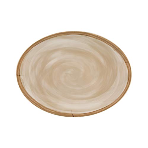 G.E.T. OP-1518-PCM Heavy-Duty Shatterproof Plastic Oval Melamine Serving Platter, 15" x 11", Pottery Cream - Thumbnail 7