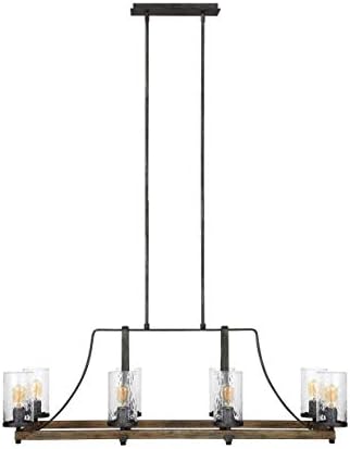 Feiss F3136/8DWK/SGM Angelo Island Chandelier Lighting with Glass Shades, Iron, 8-Light (46"L x 17"H) 480watts