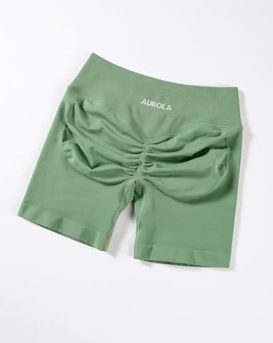 Image of AUROLA Influence Workout Shorts for Women,2.5 3.5 4.5 5.5 6.5 No Roll Up Squat Proof Scrunch Seamless Compression Gym Short