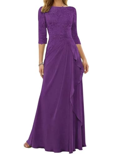 Robe de bal en mousseline de soie violette avec dentelle premium