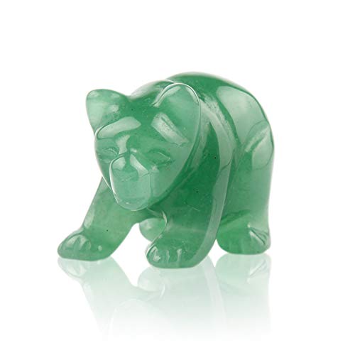 Natural Beads Semi Stone Carved Bear Green Aventurine Statue Chakra Healing Reiki Crafts (Green Aventurine)