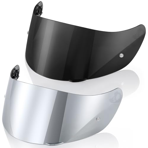 Saysurey 2 Pack Helmet Visor Replacement Compatible with AGV K1 / K1S / K3SV / K5 / K5S Motorcycle Face Shield Anti-Fog Anti-Scratch UV Protection Dark Smoke & Silver Mirror