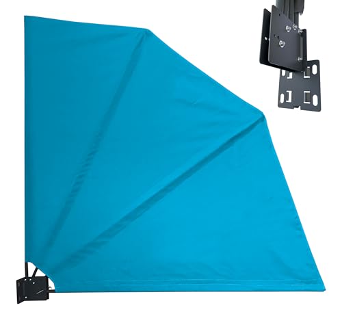 QUICK STAR Sichtschutz Fächer Premium 140 x140cm Balkon Trennwand Windschutz Sonnenschutz Horizont Blau
