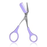 Eyebrow Trimmer Scissors - Professional Non-Slip Finger Grip Brow Scissors with Comb for Men and Women - Salon-Quality Design for Effortless Brow Shaping (Purple)