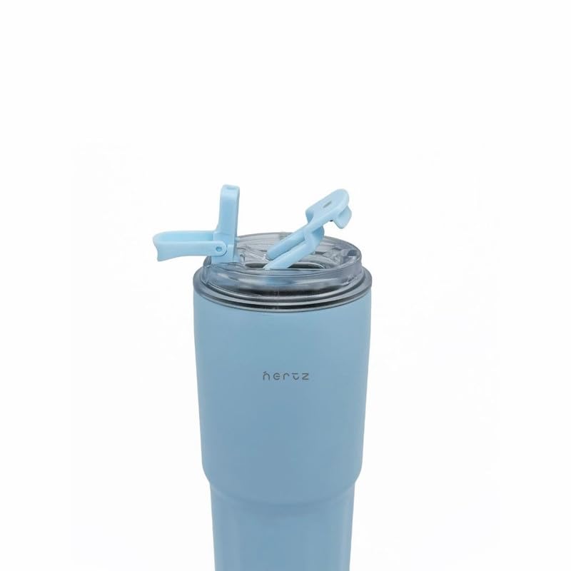 Image of NERTZ Drift Tumbler 600ml Stainless Steel Insulated | Double Wall Vacuum Bottle with Straw Lid & Wide Mouth Lid | Hot & Cold Bottle Leak Proof, BPA Free for Gym, Travel, Office