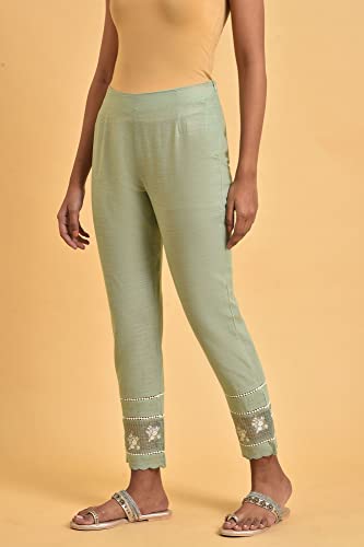 Image of W for Woman Women's Slim Fit Mid Rise Strechable Slim Pants | Trousers