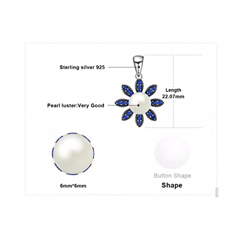 Pendentif perle de culture spinelle bleue fleur pour votre style - 3