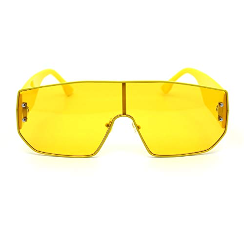 Futuristic Color Flat Top Oversize Thick Temple Shield Sunglasses2