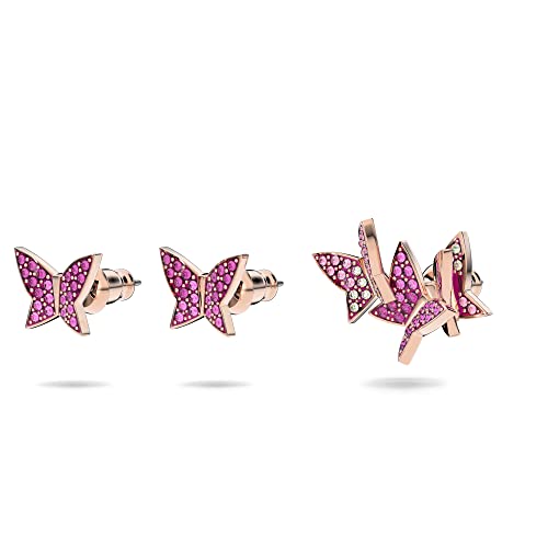 Swarovski Lilia set (3), Butterfly, Pink, Rose-gold tone plated2