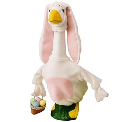 Numfog Easter Porch Goose Outfit Rabbit with Mini Egg Basket for 23 Porch Goose