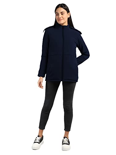 Image of CHKOKKO Women's Winter Quilted Jacket Navy Blue Size L