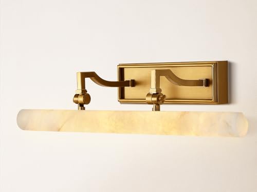 20in Alabaster Picture Light for Wall Art, Brushed Gold Art Display Light, Natural Marble Bathroom...